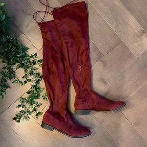 Wet Seal Thigh High Suede Red Boots